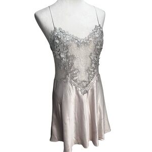 Flora Nikrooz Lace Mesh Slip Dress – L – Champagne Taupe Fairycore Fairy Goth